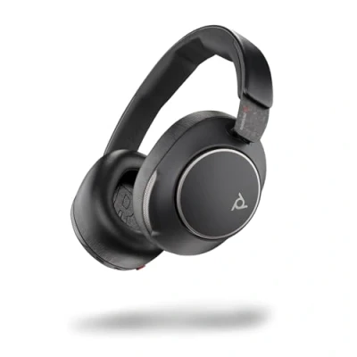 Immagine di Poly Voyager Surround 80 UC, Cuffia Senza Filo, Connessione Bluetooth 5.3, USB A e C, Cancellazione Rumore, Cuscinetti in Similpelle, Autonomia 24 Ore, Compatibile con Windows 10 macOS, Nero