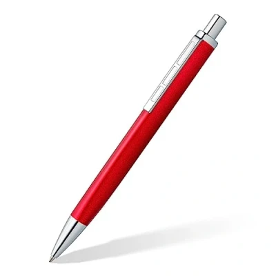 Immagine di STAEDTLER Penna a sfera triplus 444 M, colore rosso Roaring Red, corpo in metallo di alta qualità forma triangolare ergonomica, mina grande inchiostro blu, M02 3