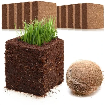 Immagine di com four® 10x Terreno per Coltivazione di Cocco fette rigonfianti biodegradabili bricchette gonfiabili Senza Torba realizzate con Fibra pressata Produce 10 Litri terriccio