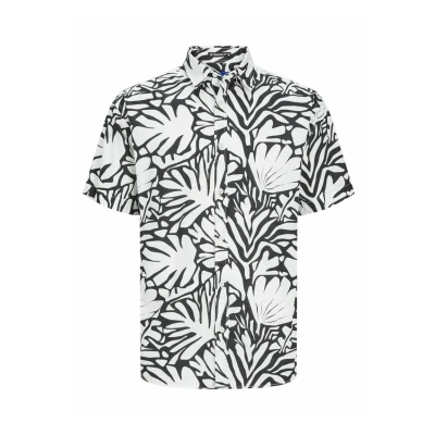 Immagine di JACK &amp; JONES Jorjoshua Aruba Shirt SS Camicia a Maniche Corte, Cloud Dancer/AOP: Astratto, S Uomo
