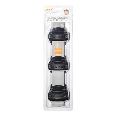 Immagine di Lascal KiddyGuard Avant/Accent/Assure Staffe per rete e cancelletto bambini, morsetti ringhiere rotonde o angolari fino a 50 mm, Set da 3, nero