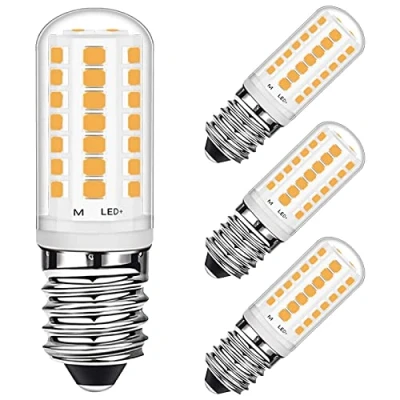Immagine di Lampadina LED E14 3W Bianco Caldo 28W Alogena Equivalente Risparmio Energetico, Lampadine Piccola Vite Edison (SES) per Congelatore/Cappa/Macchina da Cucire, AC220 240V, Confezione 4 Euxper