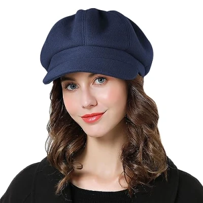 Immagine di Superora Donne Berretto Newsboy Cappello Baker Piatto con Visiera Cappelli Lana Autunno Primavera Inverno