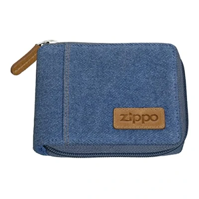 Immagine di Zippo Portafoglio con cerniera in denim bi Fold, realizzato pelle e