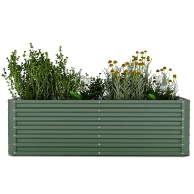 Immagine di blumfeldt High Grow Straight Aiuola Rialzata da 1200L in Acciaio Galvalume Resistente, Fioriera per Fiori, Erbe &amp; Ortaggi, Design Rettangolare con Fondo Aperto Montaggio Facile