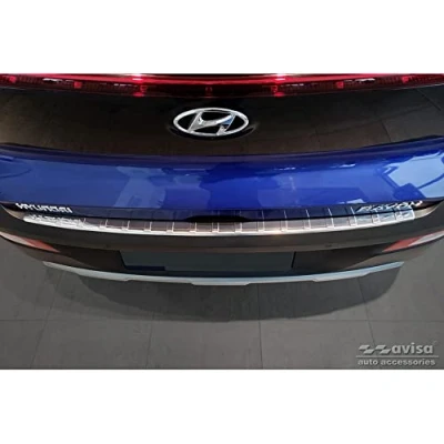 Immagine di Avisa Protezione paraurti Posteriore in Acciaio Inox Compatibile con Hyundai Bayon 2021 &#039;Ribs&#039;, Argento