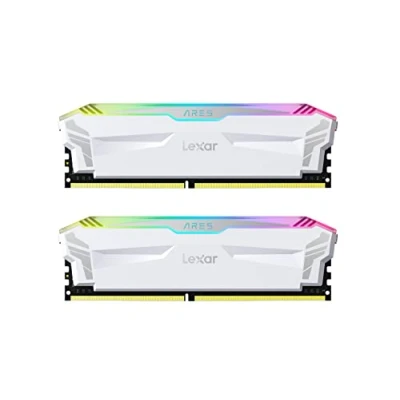 Immagine di Lexar ARES RGB RAM DDR4 16GB Kit (8GB x 2) 4000 MHz, DRAM 288 Pin U DIMM PC Memoria, XMP 2.0 di alte Prestazioni per PC/Computer, CL18 22 42, PC4 32000, Bianco (LD4EU008G R4000GDWA)