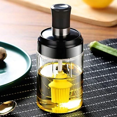 Immagine di Ausuky, contenitore per spezie con cucchiaio/tuffo/pennello condimento condimenti bottiglia olio da cucina, miele (olio)