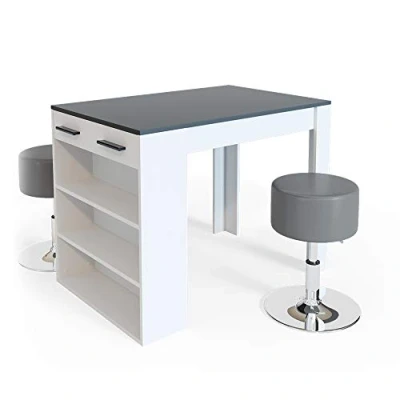 Immagine di Vicco Tavolo bar con sgabelli Repose, Antracite/Bianco, 67 x 100 cm 2 da