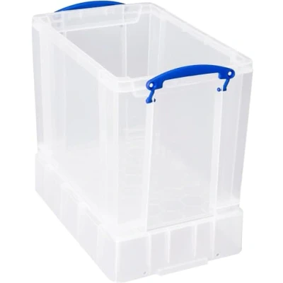 Immagine di Scatola portaoggetti in plastica trasparente, XL, 19 litri, molto utile, può contenere 50 LP vinile