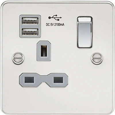 Immagine di Knightsbridge FPR9901PCG Presa singola con doppio USB, cromato lucido