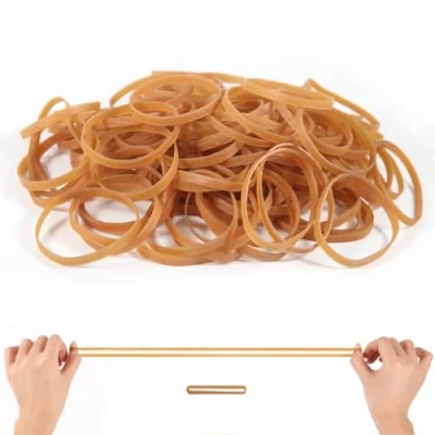 Immagine di Fasce elastiche resistenti, 100 elastici spessi (100 x 5 mm), naturali forti, larghi fissi per casa, scuola, ufficio