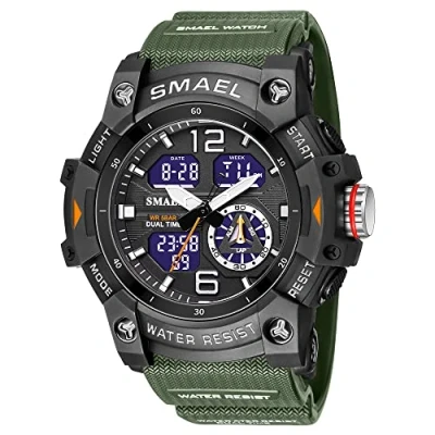 Immagine di AIMES Orologi da uomo per sport all&#039;aria aperta, impermeabile, militare, tattico, digitale, analogico, con data, multi funzione, grande quadrante allarme, cronometro uomo, Verde