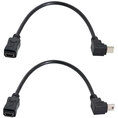 Immagine di chenyang Mini USB 5Pin da maschio a femmina Cavo di estensione angolato 90 gradi 2 Pcs/set