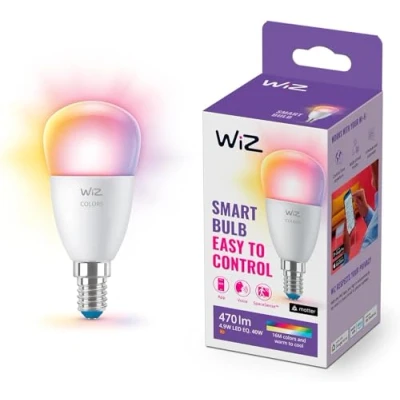 Immagine di WiZ 8719514554658 LED (monocolore) ERP F (A G) E14 Forma di goccia 5 W = 40 RGBW dimmerabile, controllo con app 1 pz.