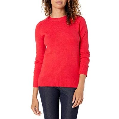 Immagine di Amazon Essentials Maglione Girocollo Morbido a Maniche Lunghe dalla vestibilità Classica Donna, Rosso, XS