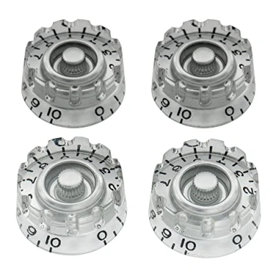Immagine di Musiclily Pro Dimensioni Pollici Manopole Cilindriche Knurled Speed Knobs per Chitarra Elettrica Les Paul Style USA, Argento(Set di 4)