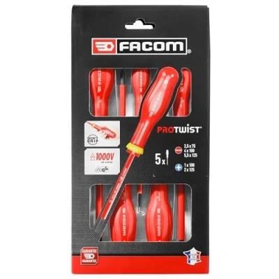 Immagine di FACOM AT5VE.PB Set di 5 cacciaviti isolati rosso/nero