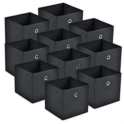 Immagine di [en.casa] Scatola Pieghevole in Set da 10 Pezzi Organizzatore Tessuto a Forma di Cubo 28x30x30cm Scatole Stoccaggio Portaoggetti Nero