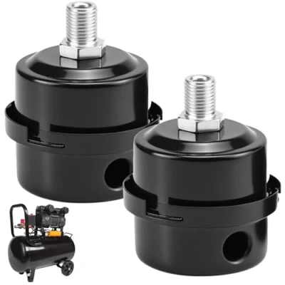 Immagine di QWORK® 2 PZ filtro silenziatore aria compressa, del di aspirazione compressore d&#039;aria metallo, 1/4&quot; PT 12mm