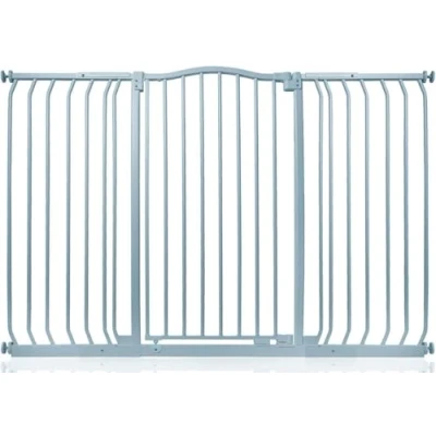 Immagine di Safetots Cancelletto di Sicurezza Extra Alto con Parte Superiore Incurvata, 143cm 152cm, Grigio Opaco, 100cm Altezza, Montaggio a Pressione per Scale, Barriera