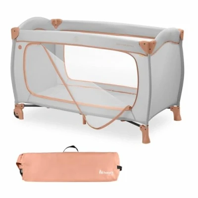 Immagine di hauck Lettino Da Viaggio Sleep N Play Go Plus Culla Neonato Fino a 15kg Letto Pieghevole 120x60, Borsa Inclusa, Ampia Apertura Box Bambini Compatto, con Ruote Integrate Dusty Cork
