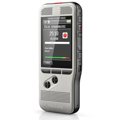 Immagine di Philips DPM6000 Pocket Memo, Dittafono, Nero, Argento