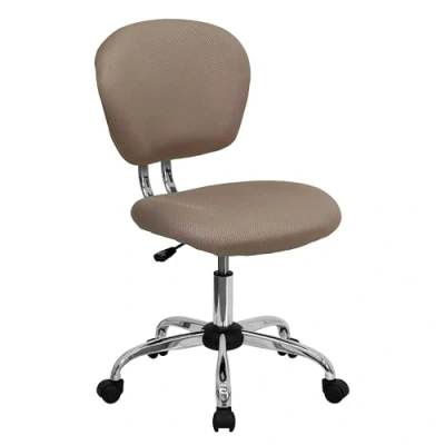 Immagine di Flash Furniture Sedia Girevole con Schienale Medio in Rete e Base cromata, Metallo, Marrone caffè, 58.42 x 55.88 25.4 cm