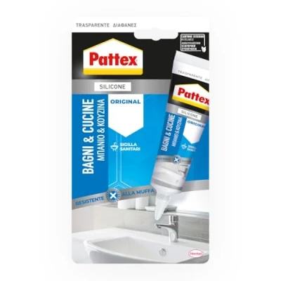 Immagine di Pattex Sigillante Bagni Cucine Original Silicone Trasparente Sigillante, Cucina e Bagno Resistente alla Muffa, Impermeabile, Tubo da 50 ml