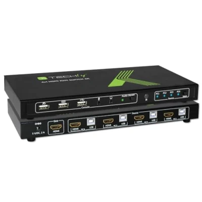 Immagine di Techly 028702 KVM Switch 4x1 con USB e HDMI 4K Nero