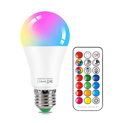 Immagine di Lampadine Colorate LED E27 10W RGBW Dimmerabile Cambia Colore Lampadina,con 21 Chiave Telecomando,Funzione di Memoria Dual,12 scelte colore,per Casa, Party, Bar, Discoteca