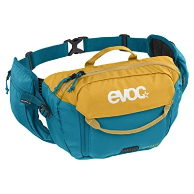 Immagine di EVOC Hip PACK 3l Bag Waist incl. vescica di idratazione da 1,5l (capacità 3l, AIRFLOW CONTACT SYSTEM, sistema VENTI FLAP, inclusa), Clay Yellow/Ocean