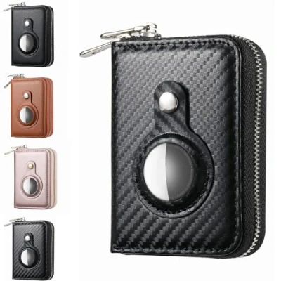 Immagine di JOKO DESIGN AirTag Wallet Slim portafoglio con chiusura lampo NFC + protezione RFID Mini da uomo e donna Smart Portmonee per Apple AirTag, Cabon,