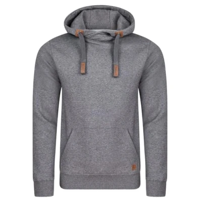 Immagine di riverso RIVNiklas Felpa con Cappuccio da Uomo, Tasche a Marsupio, Collo Incrociato, Regular, Tinta Unita, Cotone, Grigio, Marrone, Verde, Rosso, Blu, Nero Grey Melange Standard 2 (Bjd). S