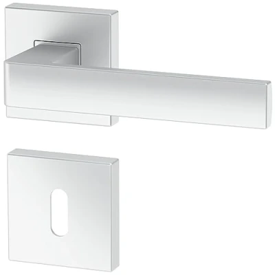 Immagine di La maniglia ERGO per porte di stanze, argento, stanze con una chiusura a chiave, quadrata argento opaca, guarnizione porte,