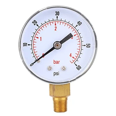 Immagine di Misuratore di pressione del vuoto a doppio fondo da 1/8 &quot;BSPT Display quadrante 50 mm con Aria Acqua Olio gas(0 60psi 0 4bar)
