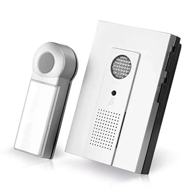 Immagine di conecto set campanello wireless, pulsante e campanello, portata 100 metri, 16 suonerie, a batteria, argento