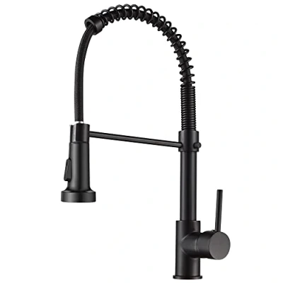 Immagine di Rubinetto da cucina con molla a spirale, Miscelatore doccetta estraibile, Acqua fredda e calda girevole 360 (nero)