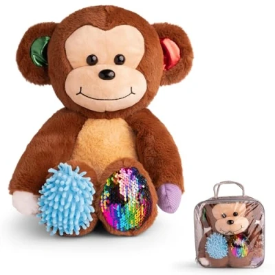 Immagine di ODOXIA Scimmia di Peluche Sensoriale per bambini Pupazzo 1 Anno Animale Ottimo i bisogni sensoriali Sensory plush monkey