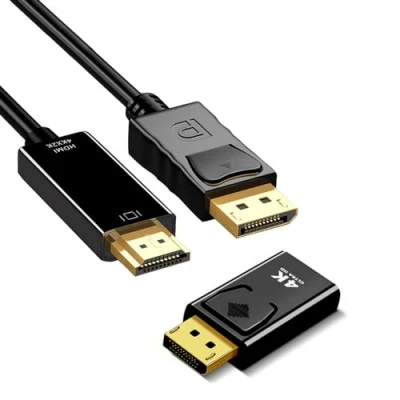 Immagine di SHUBEIEUMI 4K Cavo DisplayPort a HDMI 1M, Ultra HD Maschio Adattatore Display Port HDMI, per Laptop, PC, Desktop HDTV, Monitor, Proiettore, Non Bidirezionale