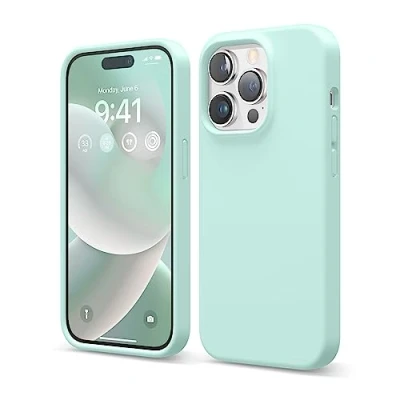 Immagine di elago Custodia in silicone liquido di alta qualità, compatibile con iPhone 14 Pro (6,1 pollici), protezione completa, antiurto, a 3 strati, fodera morbida microfibra antigraffio, color