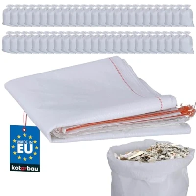 Immagine di KOTARBAU® Set di 50 sacchi in tessuto polipropilene, 55 x 80 cm, 30 kg, pesante bianco