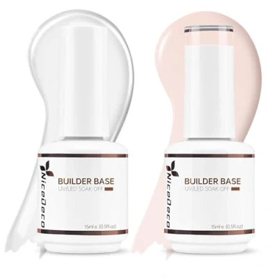 Immagine di Nicedeco 8 in 1 Builder Base Gel Unghie Set Ricostruzione Kit Completo Smalto Semipermanente Nude 7, 2x15ML