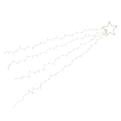 Immagine di Lights4fun Stella Cometa Illuminata con 125 Micro LED Bianchi Caldi a Pile Timer Decorazione Natalizia Illuminazione di Natale per Interni ed Esterni