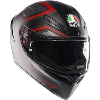 Immagine di AGV K1 S E2206, Casco Moto Integrale ECE, Stile Racing con Spoiler Aerodinamico, Prese d&#039;Aria e Visiera Antigraffio, Campo Visivo 190, Sling Matt Black/Red, Unisex, L