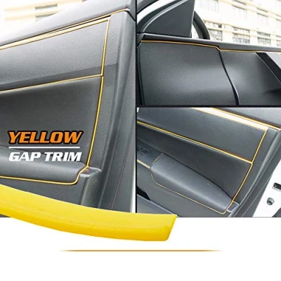 Immagine di MASO Finitura decorativa 3D universale per modanature interni auto, decorazioni pinstriping, in plastica ABS, con strumento l’applicazione, 5 metri, colore: giallo