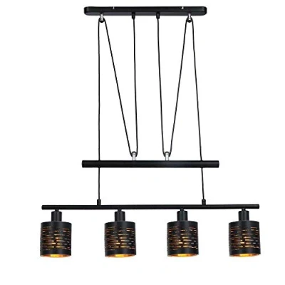 Immagine di Lampadario a sospensione nero, altezza: 100 180 cm, altezza regolabile in altezza, colore oro