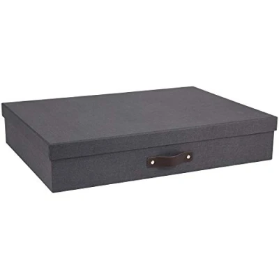 Immagine di Bigso Box of Sweden portadocumenti scrivania per fogli formato A3 ufficio con coperchio e maniglia Organizer in fibra di legno carta nero