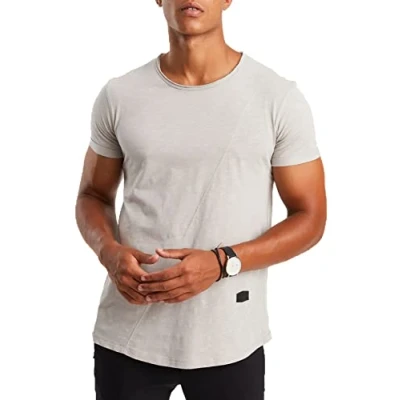Immagine di Leif Nelson Maglietta da uomo estiva con scollo rotondo, 100% cotone, vestibilità normale, uomo, casual, basic a maniche corte, grigio., XXL