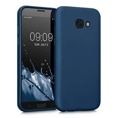 Immagine di kwmobile Custodia Compatibile con Samsung Galaxy A5 (2017) Cover Back Case Morbida Protezione in Silicone TPU Effetto metallizzato blu